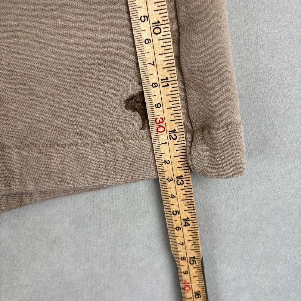 Abercrombie & Fitch Tan Brown Fleece Sweat Shorts Relaxed Fit Drawstring Boy 7/8